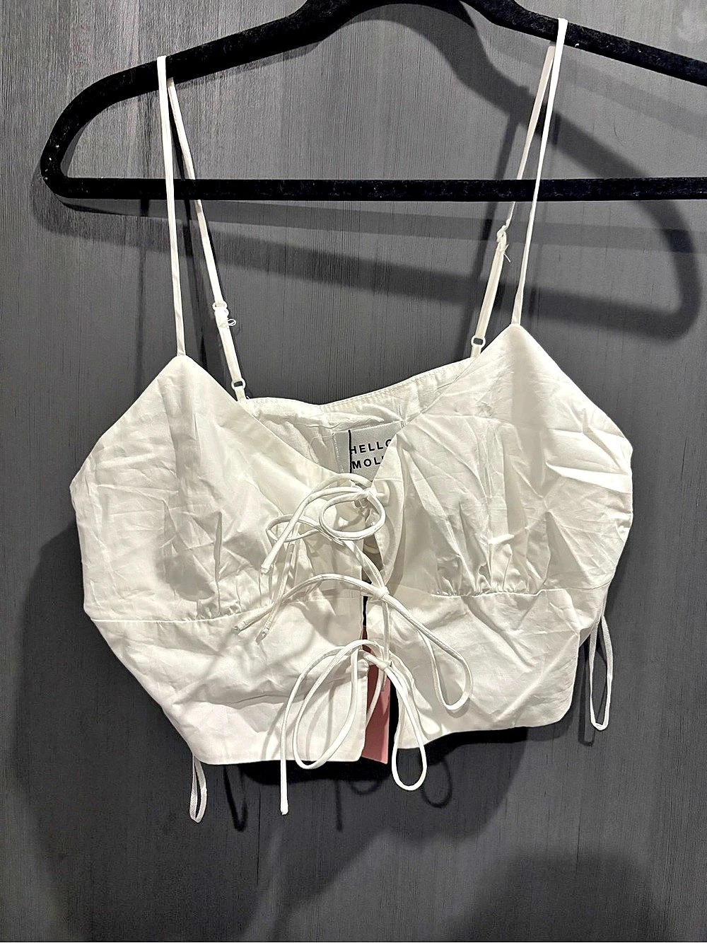 Hello Molly White Crop Top Size Large